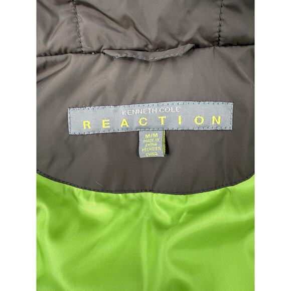Kenneth Cole Reaction Womens Brown Down Puffer Vest Medium Neon Green Lining EUC - Picture 4 of 9